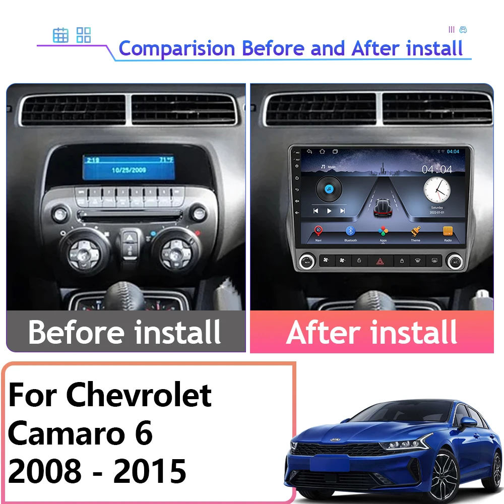 Car Radio For Chevrolet Camaro 2008-2015 Android 13 Multimedia Video Player GPS Navigation 5G wifi Wireless Carplay QLED Screen