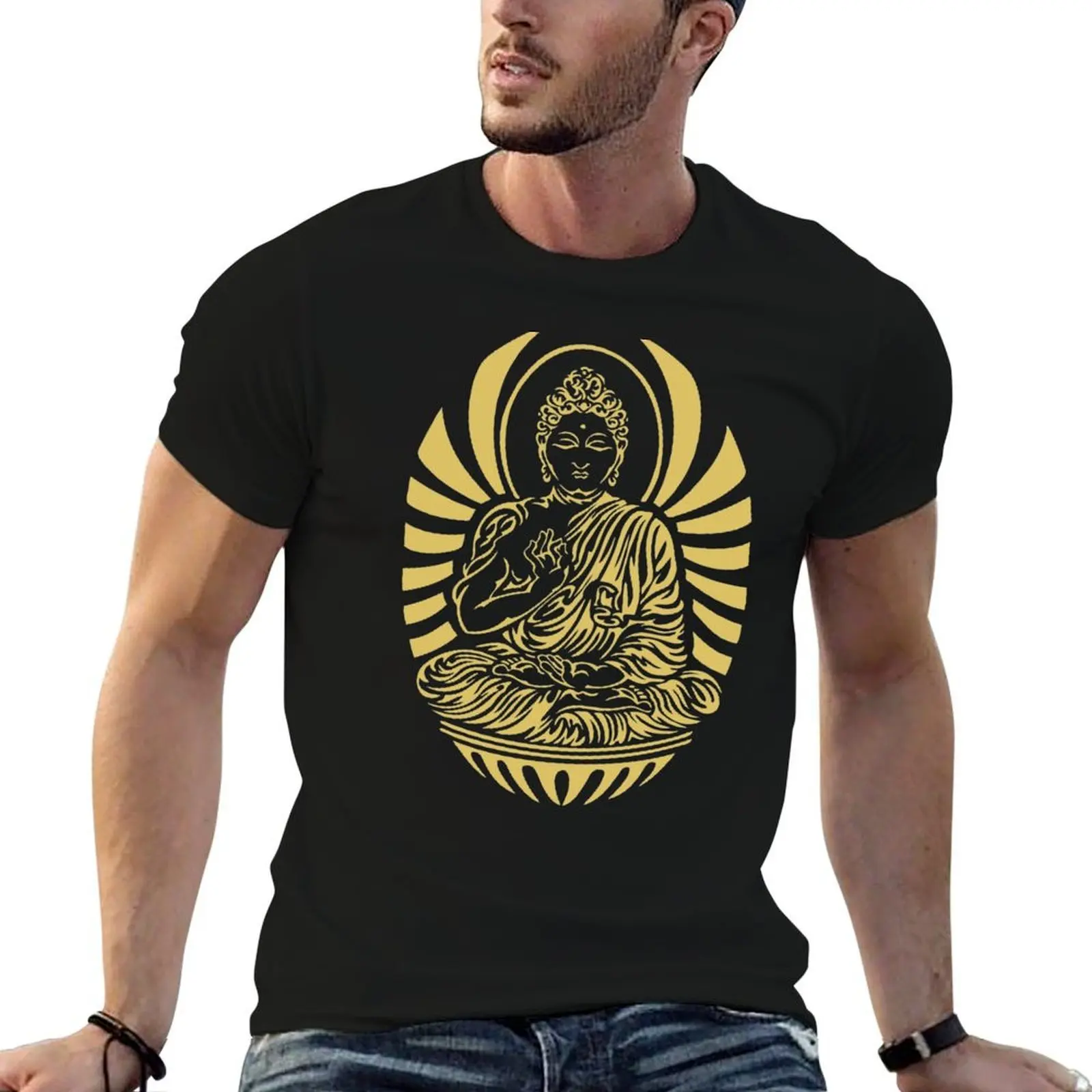 

Golden Buddha T-Shirt mens graphic t shirts t shirts for man slim fit man t shirts cotton T-shirt
