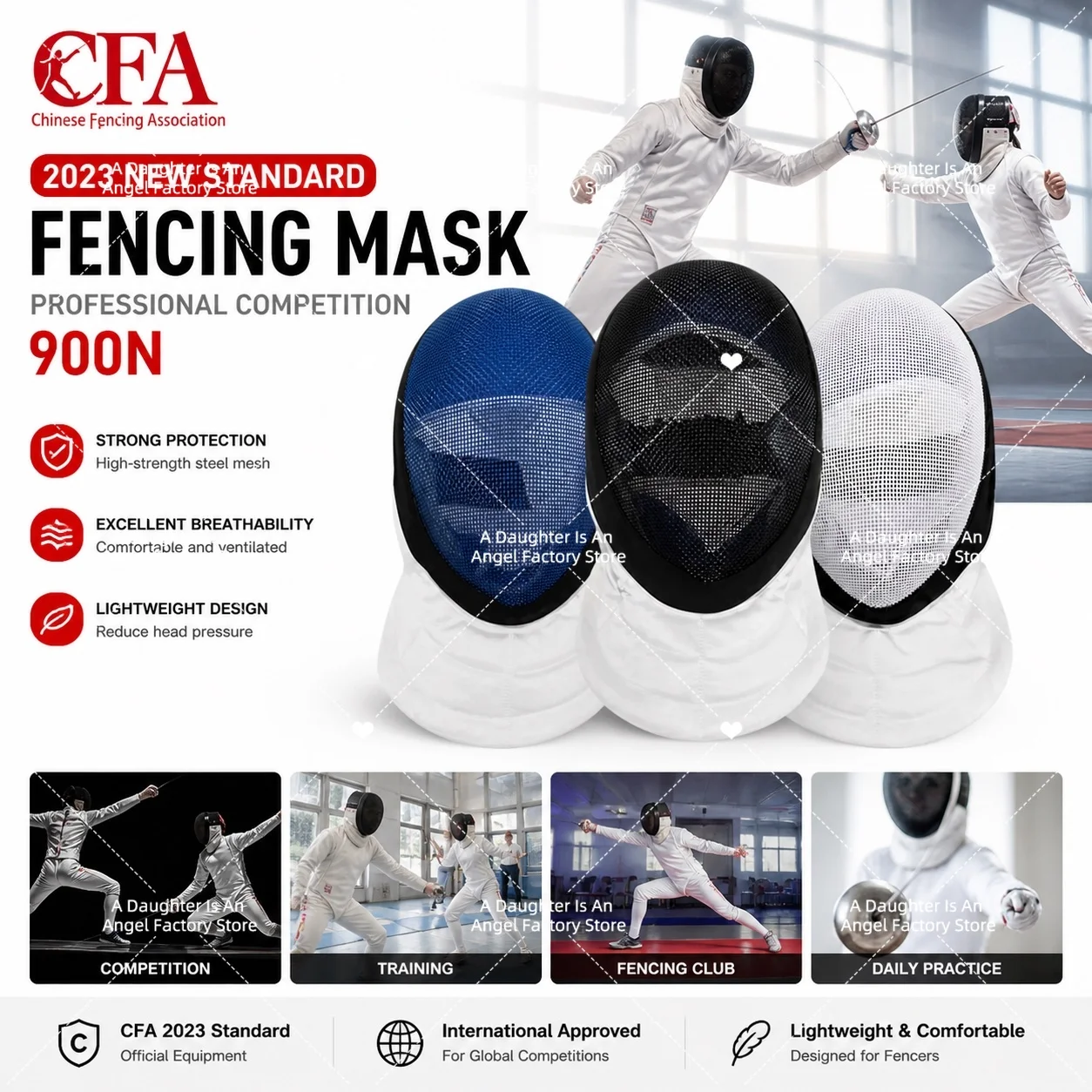 Máscara de Esgrima 350NW, Casco para Espada, Protección Facial para Adultos/Niños, Equipo de Protección de Esgrima  Alta Calidad