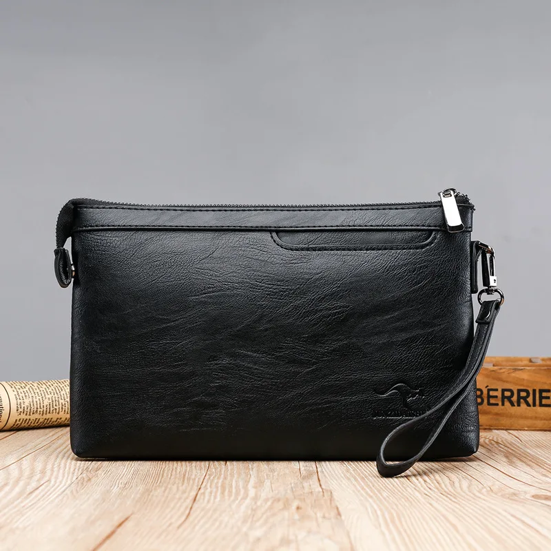 Brand Design Men Envelope Clutch Bag Premium PU Leather Business Casual Wallet Multifunctional Phone Cash Storage Purs