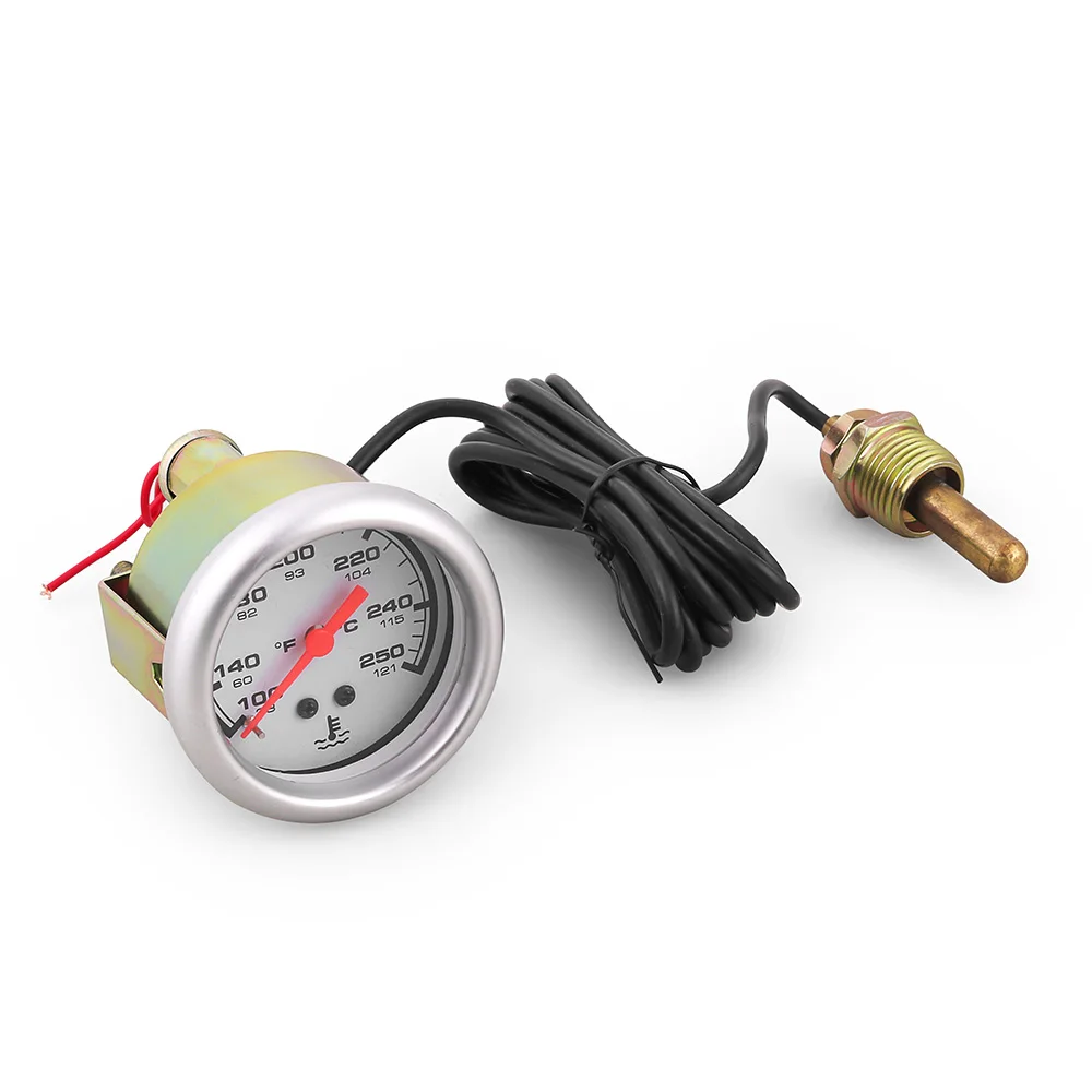 

52MM 2 Inch Mechanical Water Temp Gauge 12V 38-121℃/100-250℉ Water Temperature Car Meter with NPT 1/2-14 Sensor
