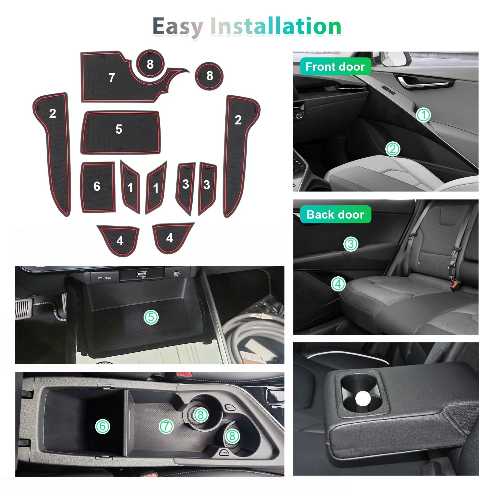 RUIYA for Kia Niro SG2 Hybrid e-Niro EV PHEV 2023 2024 Car Door Groove Mat Anti-slip Slot Pad Auto Kia Niro SG2 Accessories 2024