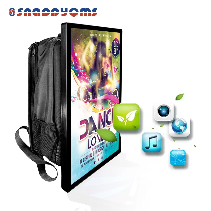 

Портативный плакат 21,5-дюймовый мобильный цифровой экран, ЖК-рекламный плеер, дисплей, рюкзак для прогулок, рекламный щит с батареей