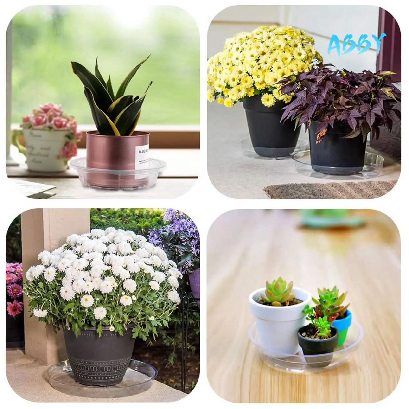 

Блюдце ABBY-Растение, 20 упаковок по 30 см (12 дюймов), прозрачные подносы для цветочных горшков для комнатных и наружных растений, прозрачные в саду