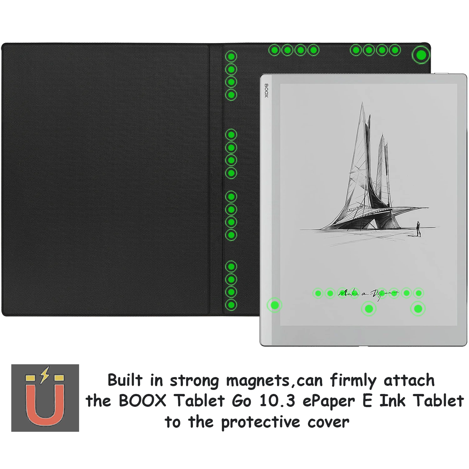 Case for Onyx BOOX Tablet Go 10.3 Gen II Lumi UltraThin Magnetic Stand Cover with Pen Buckle, Auto Sleep/Wake & Magnetic Closure