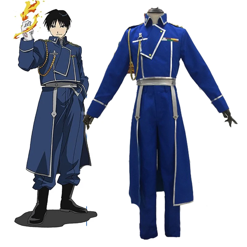 

Hot Anime Fullmetal Alchemist Roy Mustang Army Uniform Full Set Cosplay Costume Halloween Suit Customization