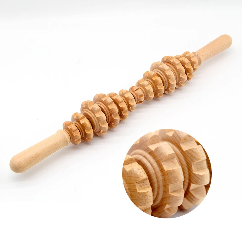 

Muscle Relaxation Yoga Stick Leg Wooden Massage Roller 13 Round Beech Wavy Abdominal Massage Home Portable And Comfortable