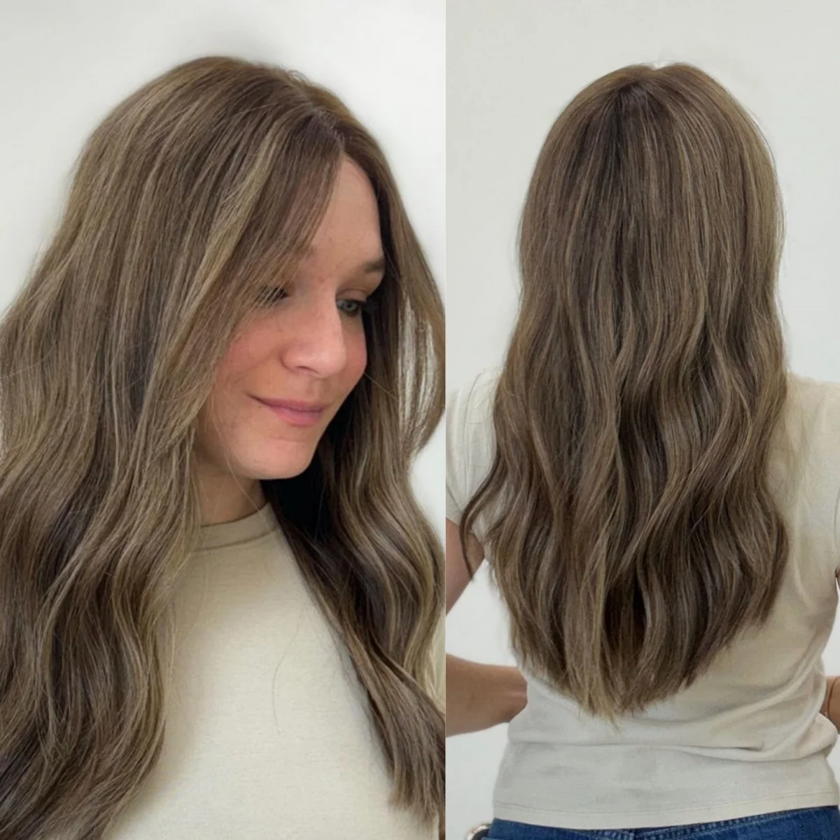 باروكات صناعية فاخرة عالية الكثافة من الدانتيل للنساء تسليط الضوء على الكراميل البني الطبيعي موجة عميقة ألياف مقاومة للحرارة تستخدم يوميًا