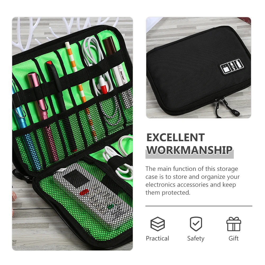 

Organiser Data Cable Storage Bag Travel Case Organizer Compact Black Electronics