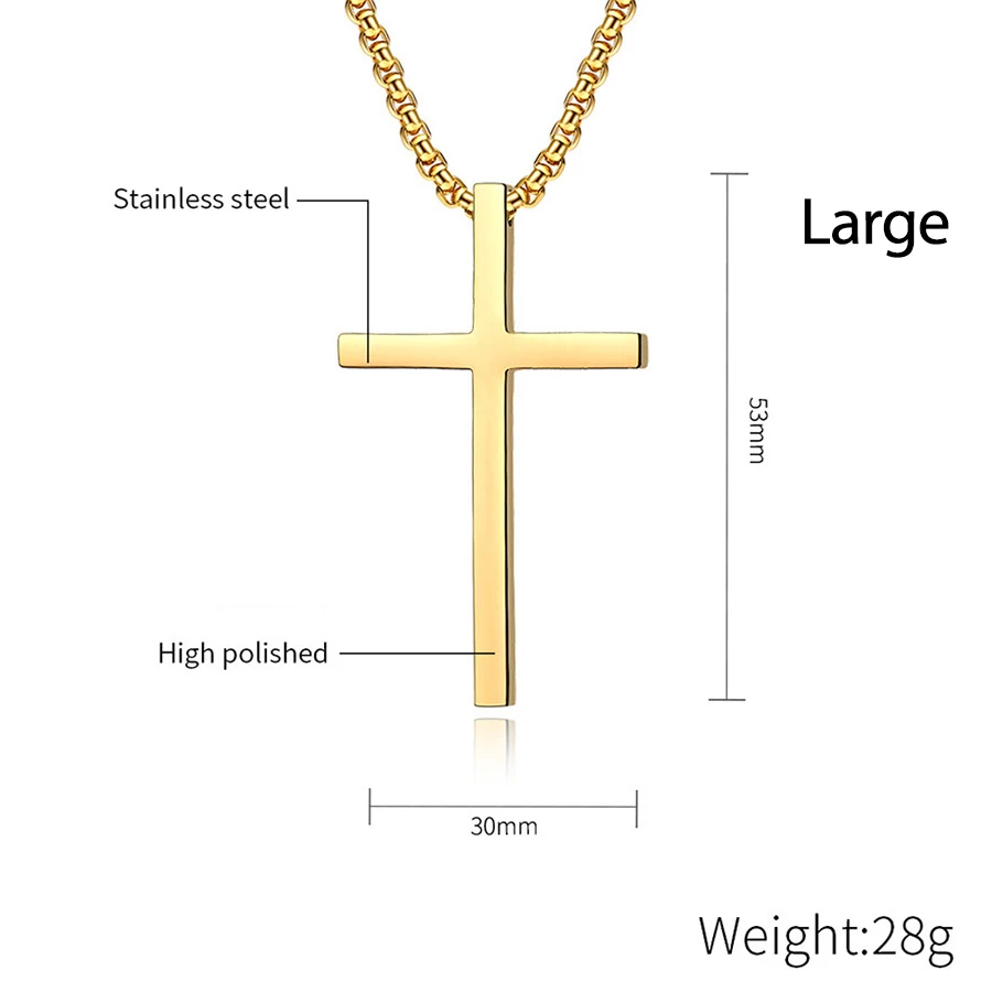 Titanium Steel Cross Necklace For Men Women Black Gold Silver Color Chain Crucifix Pendant Punk Party Never Fade Jewelry