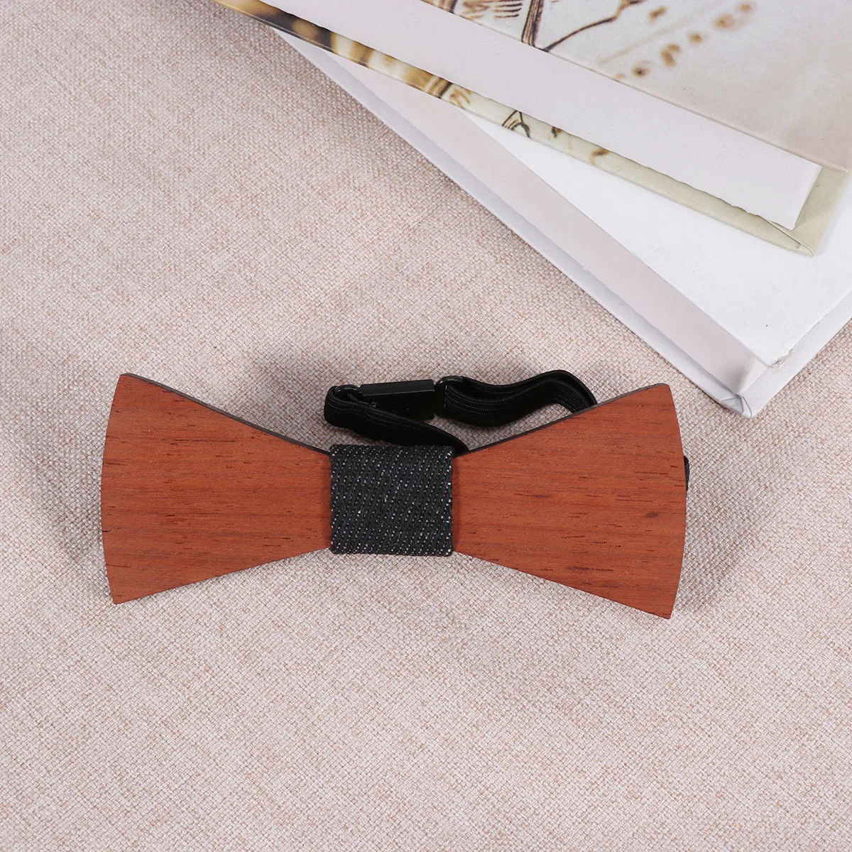 1 قطعة ربطة القوس الخشبية قسط اليدوية الرجال حزام مطاط قابل للتعديل لحفل الزفاف مهرجان هدية التبعي مناسبة جميع الأحجام #3