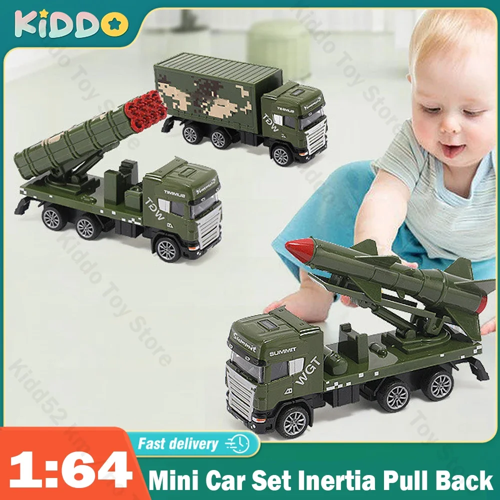 1/64 Mini Car Set Inertia Pull Back Cars for Boys Diecast Vehicle Engineer Truck Model Collection Toys Birthday Gift for Kids