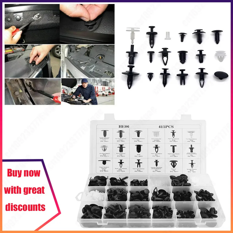 

Boxed 415PCS buckle car door panel lining decorative bumper plastic expansion rivet set buckle