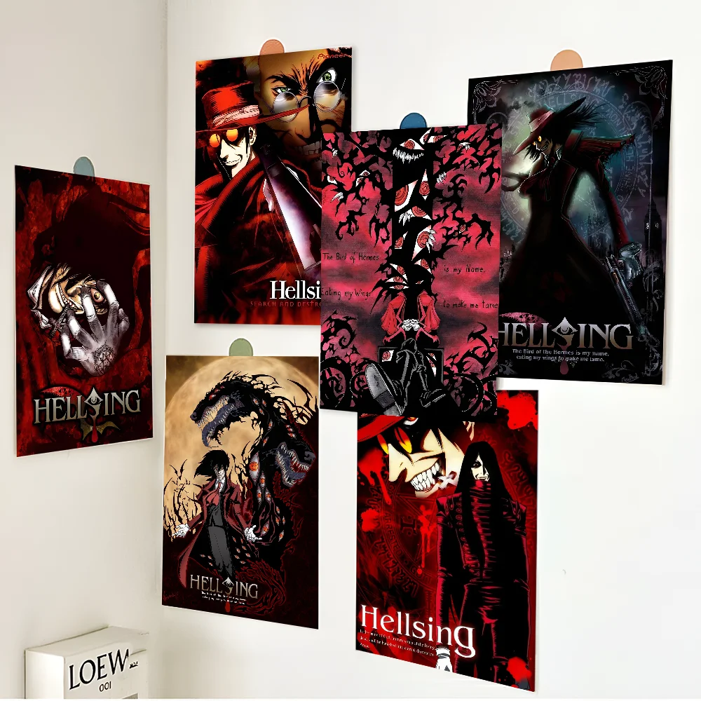 HELLSING Movie Sticky Posters Retro Kraft Paper Sticker DIY Room Bar Cafe Aesthetic Art Wall Painting