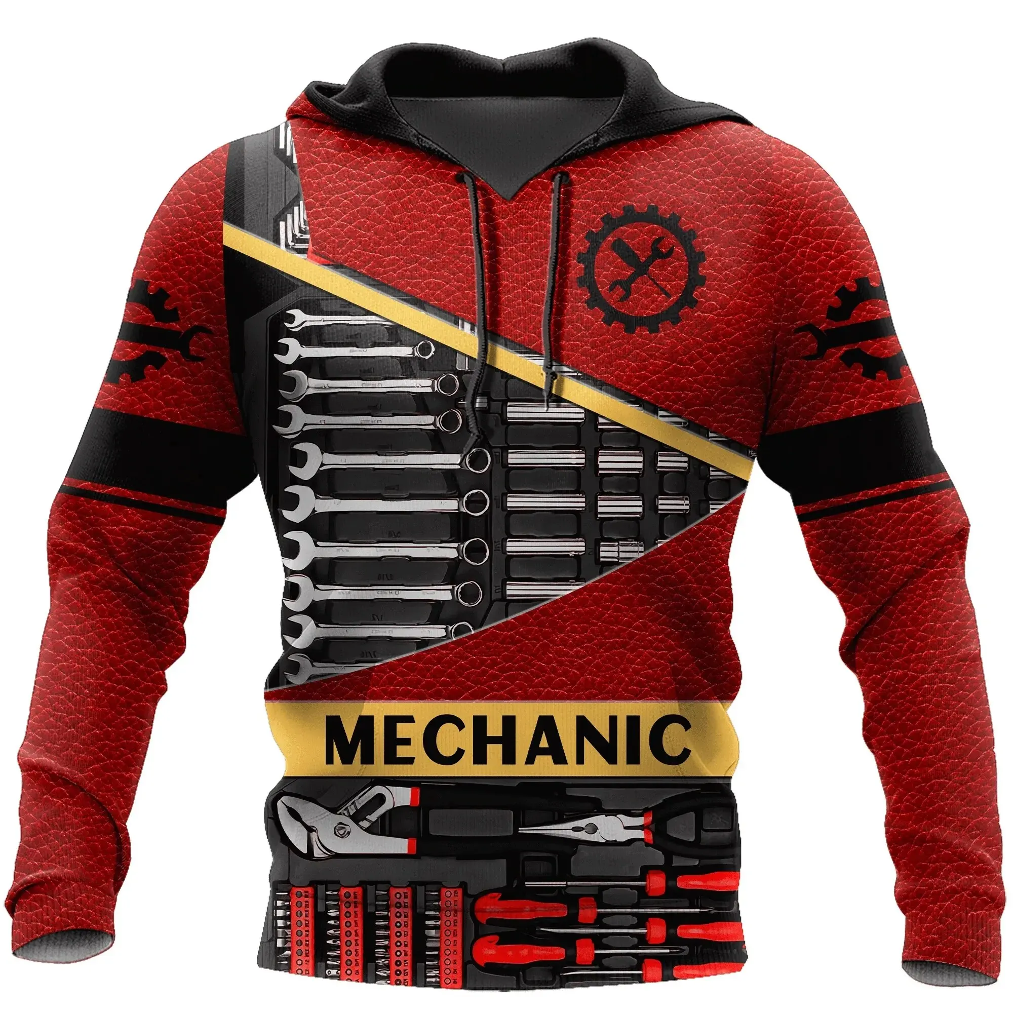 3D Printed Mechanical Pattern Men's Hoodie Fashion Repairman Pullover Casual Fashion Oversized Hoodie Autumn and Winter Clothing