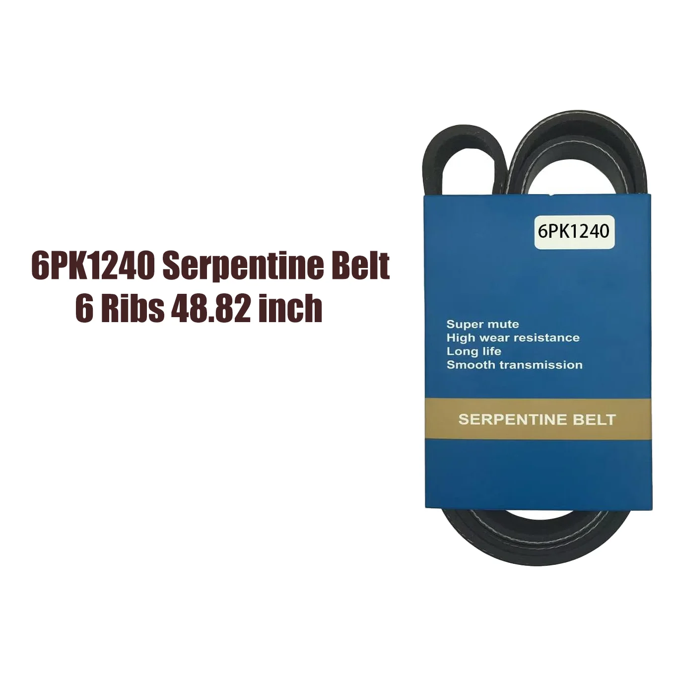

6PK1240 Serpentine Belt 6 Ribs 48.82 inch for Mirage 2012 Space Star 2012 SAFRANE I 1993-1996 SAFRANE II 1996-2000 EPDM