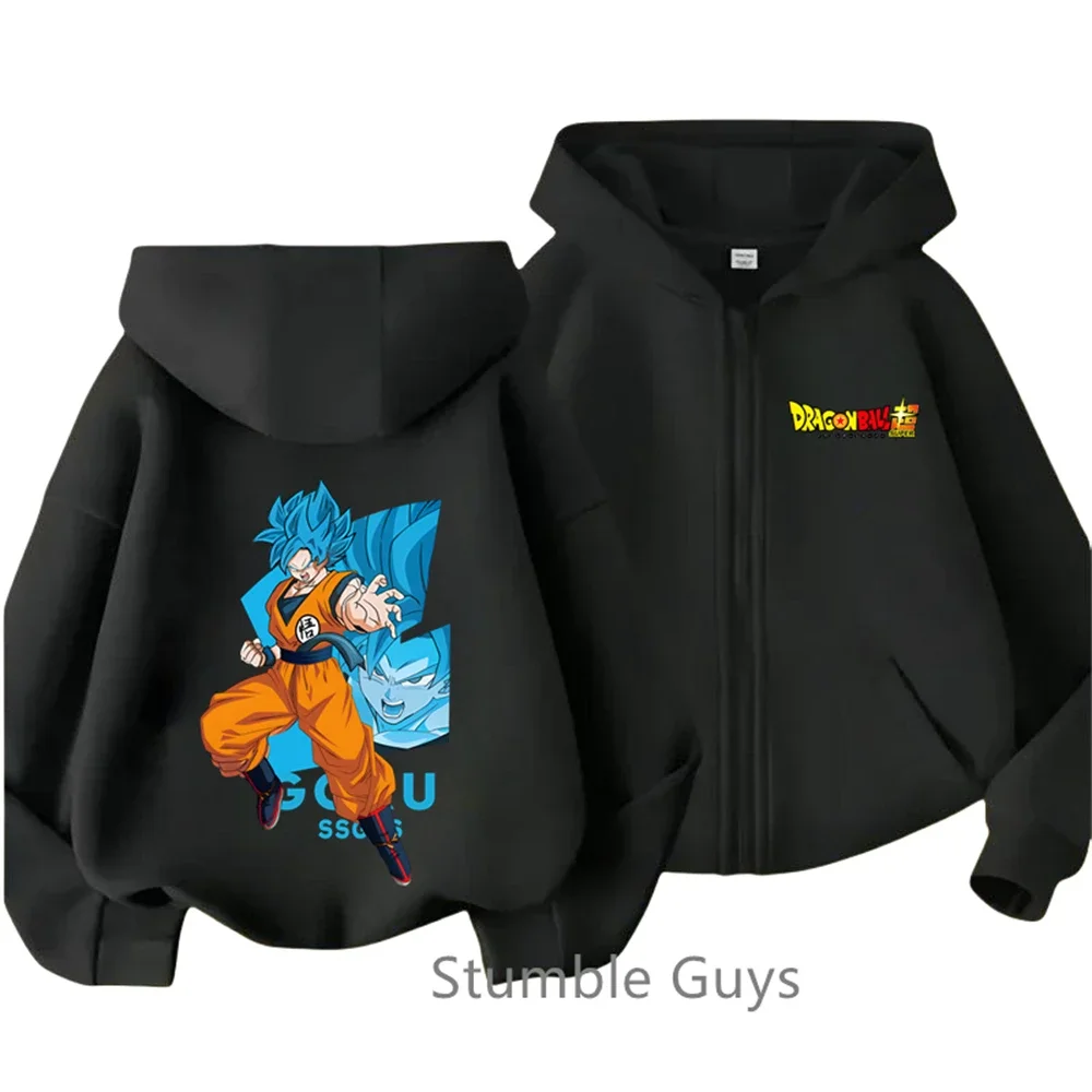 Spring and Autumn Anime Dragon Ball Z Hoodie Kids Clothes Goku Sweatshirt Cartoon Long Zipper Hooded Children's Tops