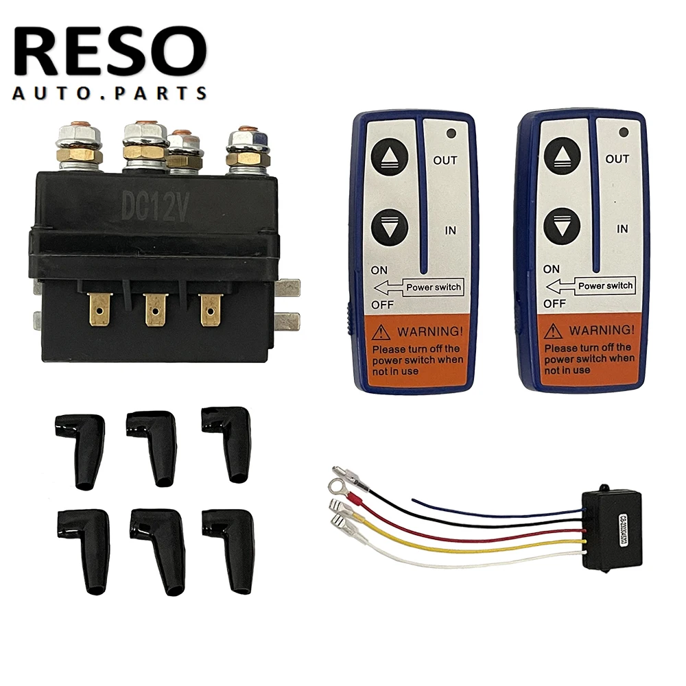 RESO   Universal 4x4 12V 500Amp HD Contactor Winch Control Solenoid Twin Wireless Remote Control Controller