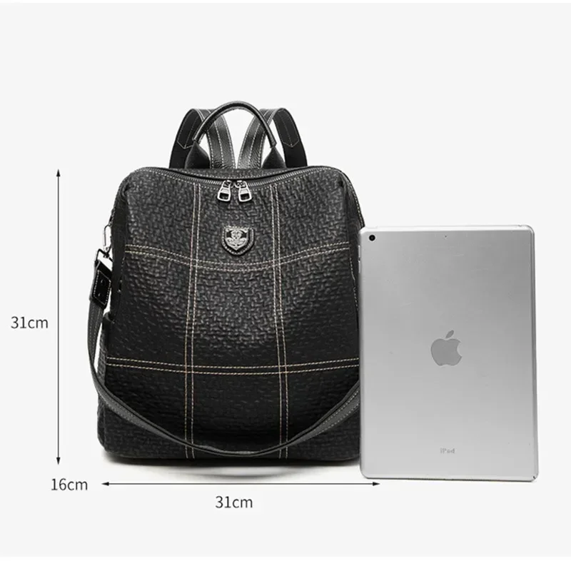 Genuine leather shoulder bag for women 2024 new versatile and fashionable women's bag casual large capacity anti-theft backpack