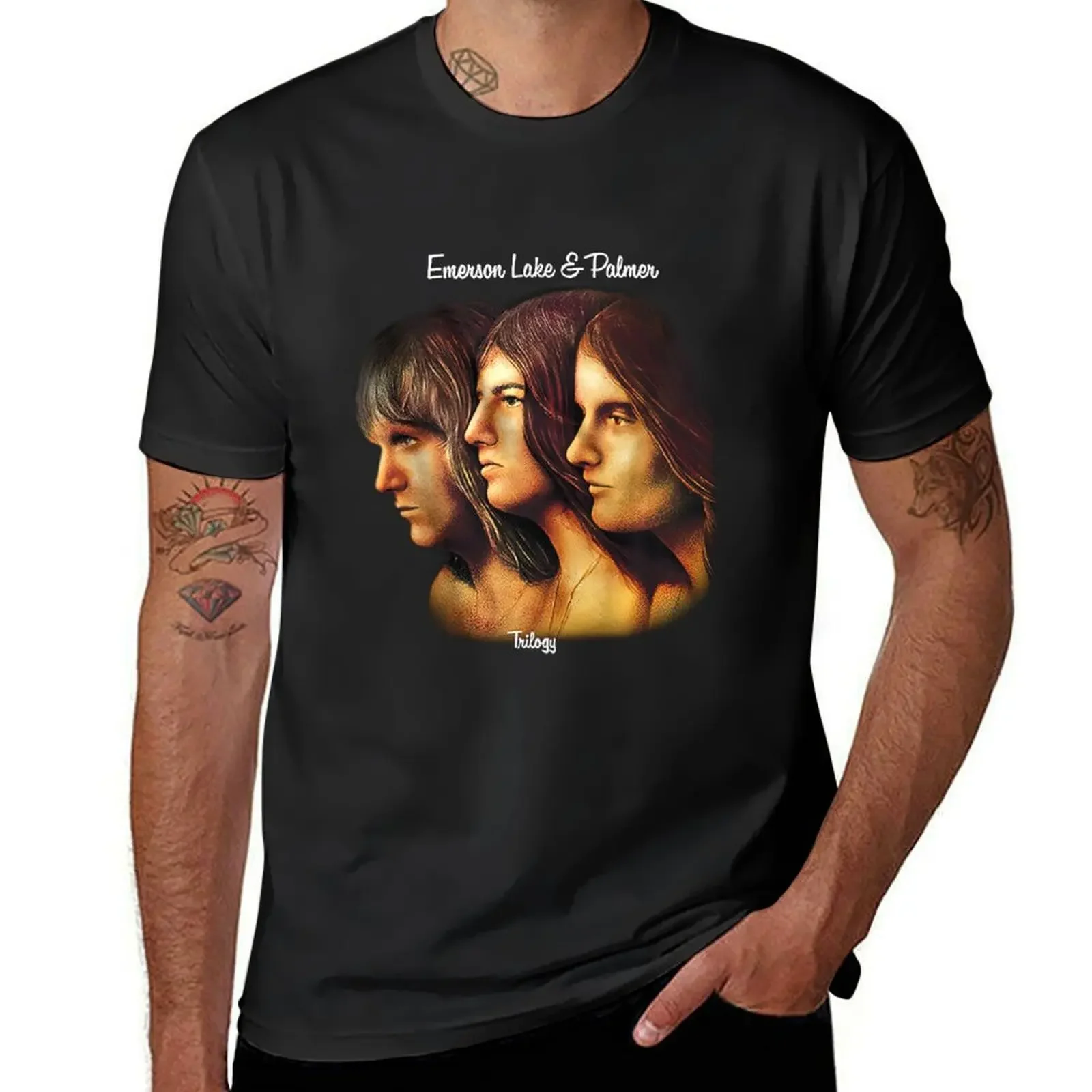 2025 nuevo modelo Emerson, Lake & Palmer Rock Band camiseta costumbres designown gráficos camisa de compresión hombres