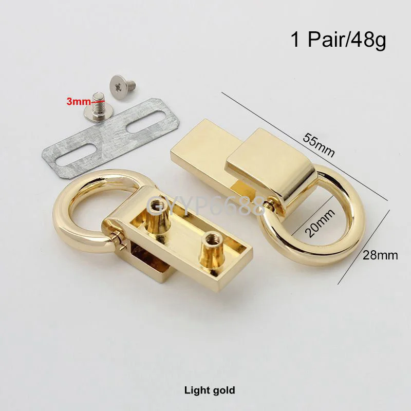 30pcs light gold 55*28mm round shape decorative connection buckle for diy woman handbag purse hardware factory direct