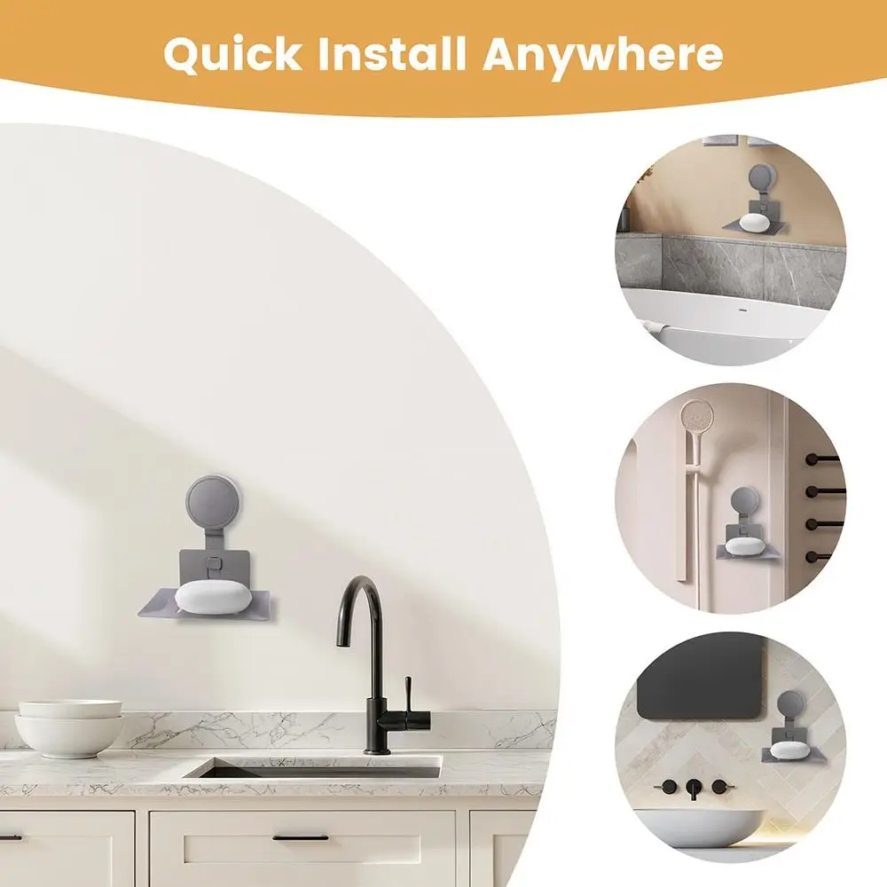 

Портативная мыльница на присоске для душа без удара, настенный держатель для мыльной губки, сливная коробка, серая, бежевая подставка для мыла, кухонная раковина