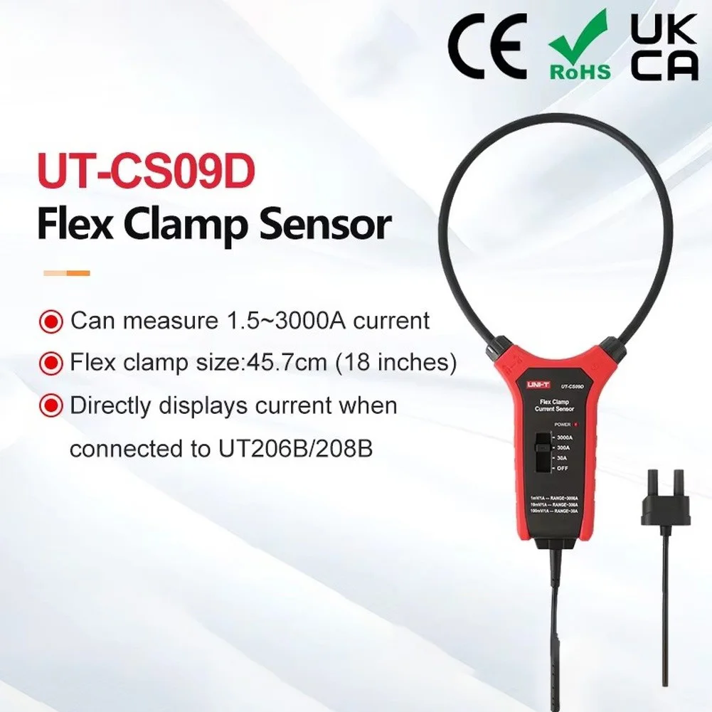 UNI-T UT-CS09D 3000A AC Current Flexible Clamp Meter-Flex Clamp Sensor Amperemeter Frequency Meter UT206B UT208B Applicable