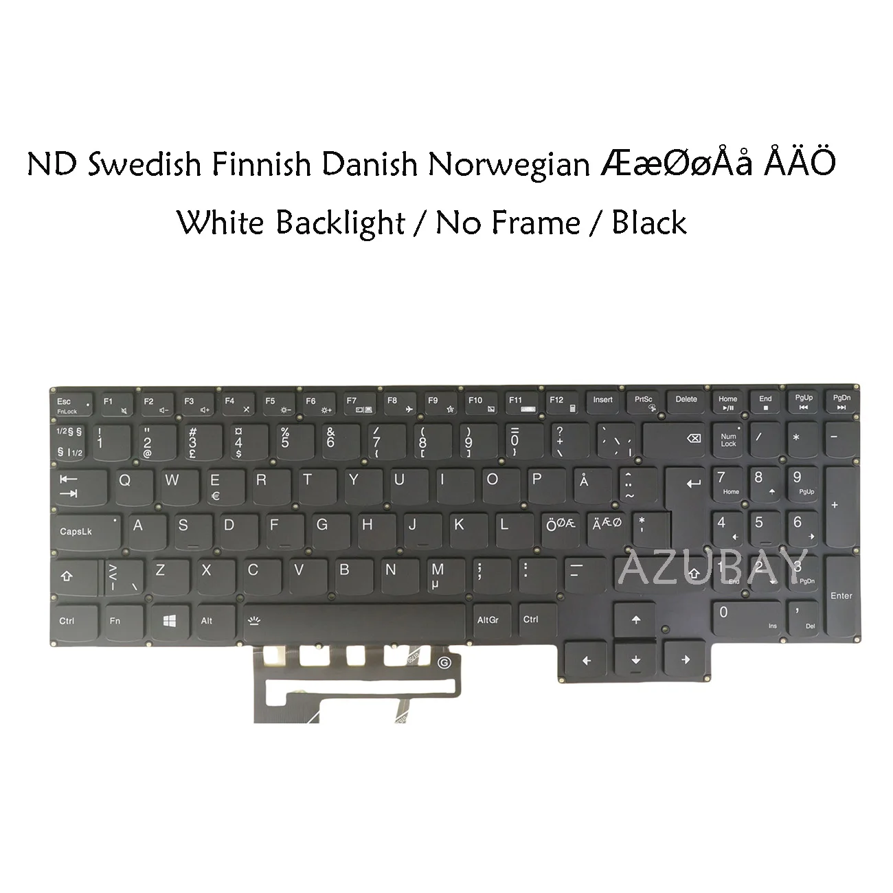 Backlit Keyboard For Lenovo Legion 5-15ARH05 5-15ARH05H 5-15IMH05 5-15IMH05H 82B5 82B1 82AU Swedish Finnish Danish Norwegian