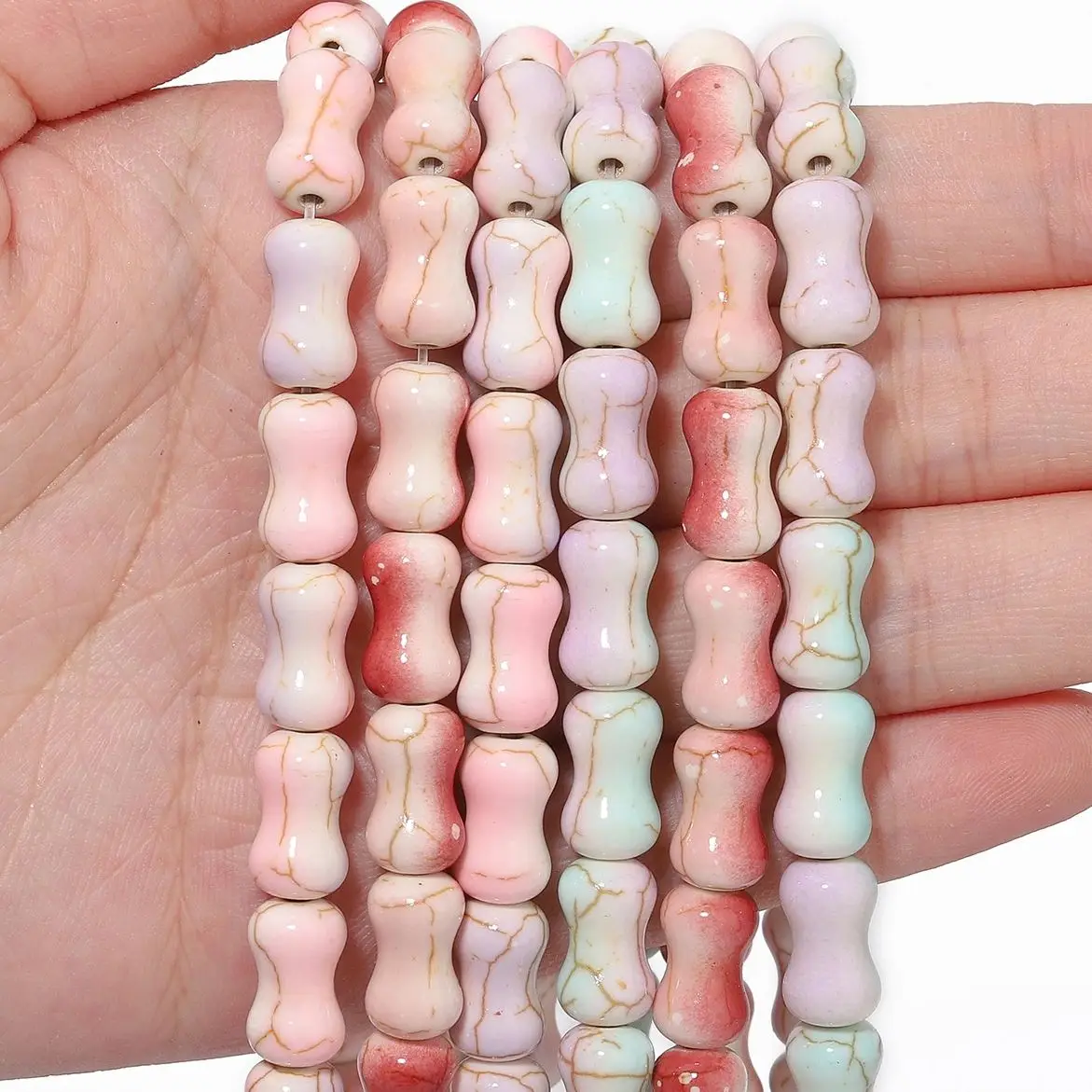 Natural Candy Color Howlite Bamboo Joint Shape Loose Spacer Beads for Jewelry Making DIY Bracelet Necklace Accessories ﻿13x8mm