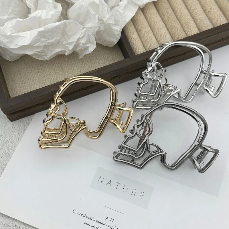 مشبك شعر جمجمة إبداعي فريد من نوعه، دبوس شعر عالي الجودة متعدد الاستخدامات، مشبك سمك القرش القذالي على طراز الشارع الشرير