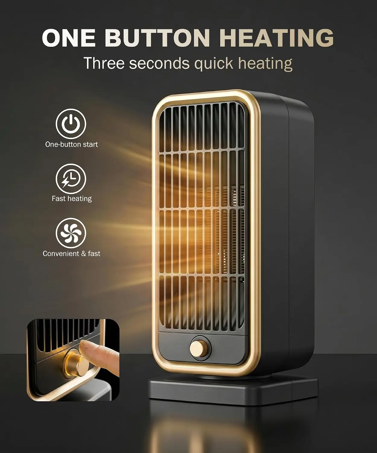 2026 New Upgrade 500W Portable Space Heater With Overheat Protection, 110V | Delivers 3-Second Heating With Tip-Over Protection