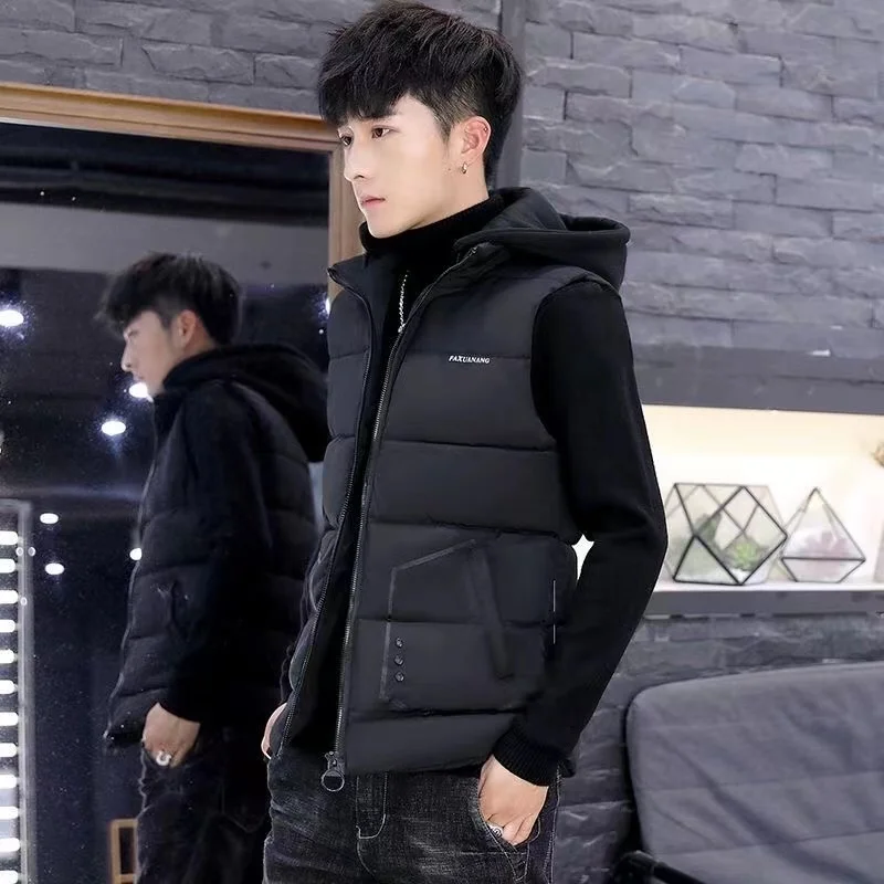 

Down cotton autumn and winter vest men's youth fashion short slim shoulder Korean version of the jacket thickened thermal vest t