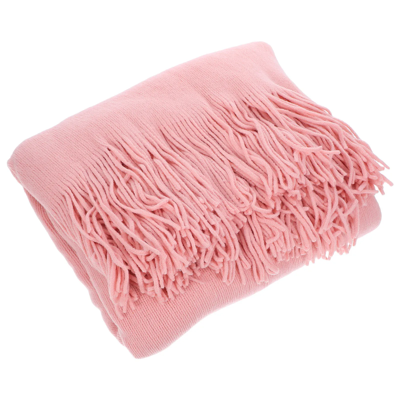 

Nordic Style Knitting Blanket Stylish Solid Color Fringed 220x127cm Pink Eco-Friendly Skin-Friendly All Seasons Warm
