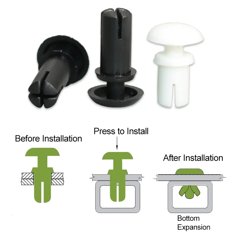 100pcs Nylon Press Rivet Nut R Type Expansion Nail Plastic Spacer Standoff Buckle Clip for Computer PCB Circuit Motherboard