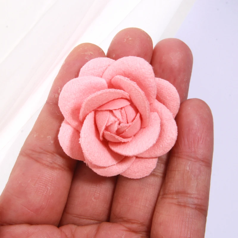 10 szt. 4cm 1.6 "sztuczny tkanina różowa kamelii kwiaty dekoracyjne ślubna dekoracja do rękodzieła z wieńcem do scrapbooking — zdjęcie 7