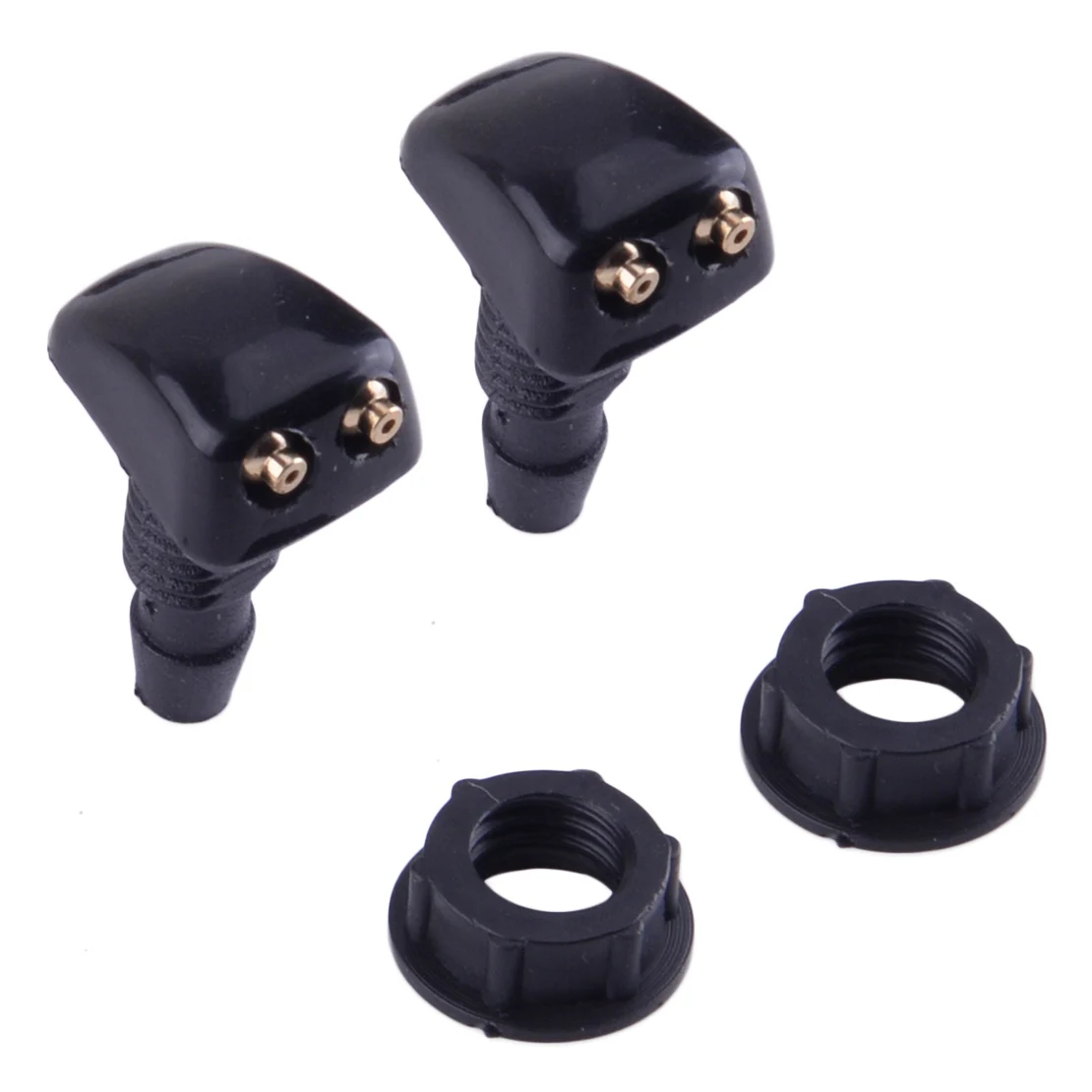 1 Pair Black Universal Car Front Left Right Dual Holes Windshield Wiper Washer Water Spray Nozzle Jet Adjustable