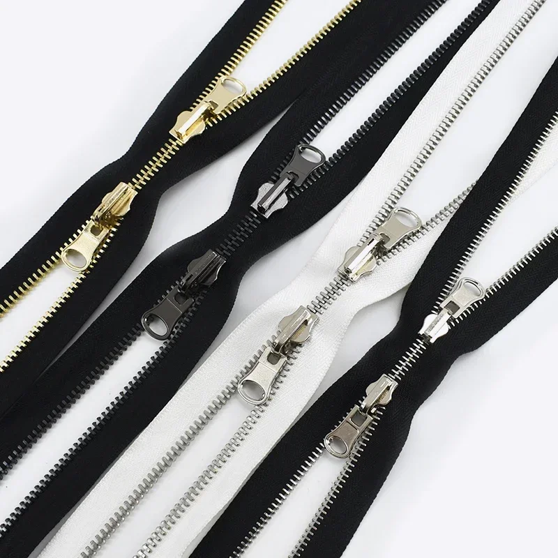 Meetee 1Pc 70-100cm 5# 8# Metal Rotary Slider Open-End Zipper Reversible Double Sided Zippers for Jacket Sewing Spin Zip Head