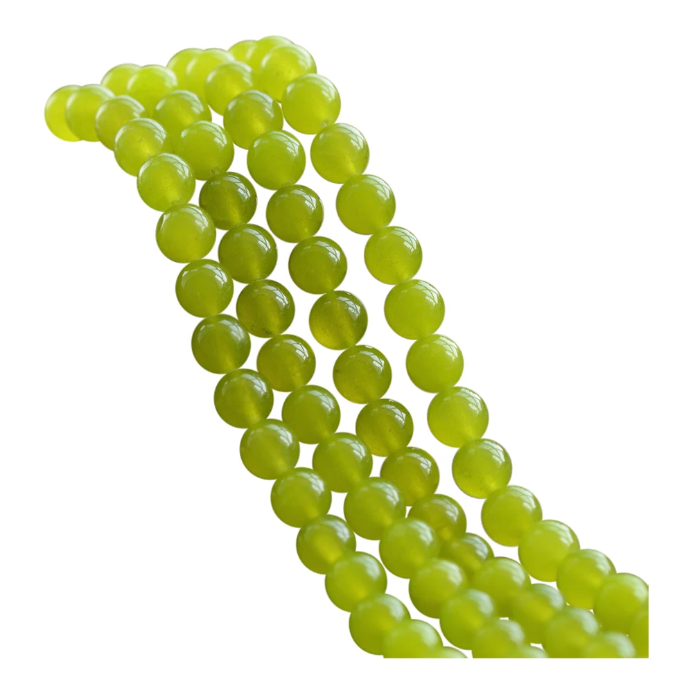 خرز اليشم الأخضر اللامع الطبيعي من الدرجة الأولى 4 مم - 10 مم مصقول بشكل سلس مستدير 15 بوصة