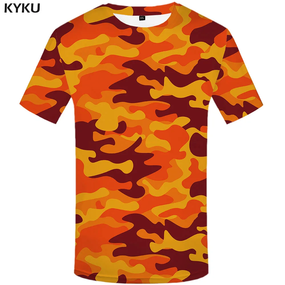 2023 New Orange Camouflage T Shirt Men Camo Tshirts Casual Military Anime Clothes Colorful T-shirts Gothic 3d Printed Tshirt