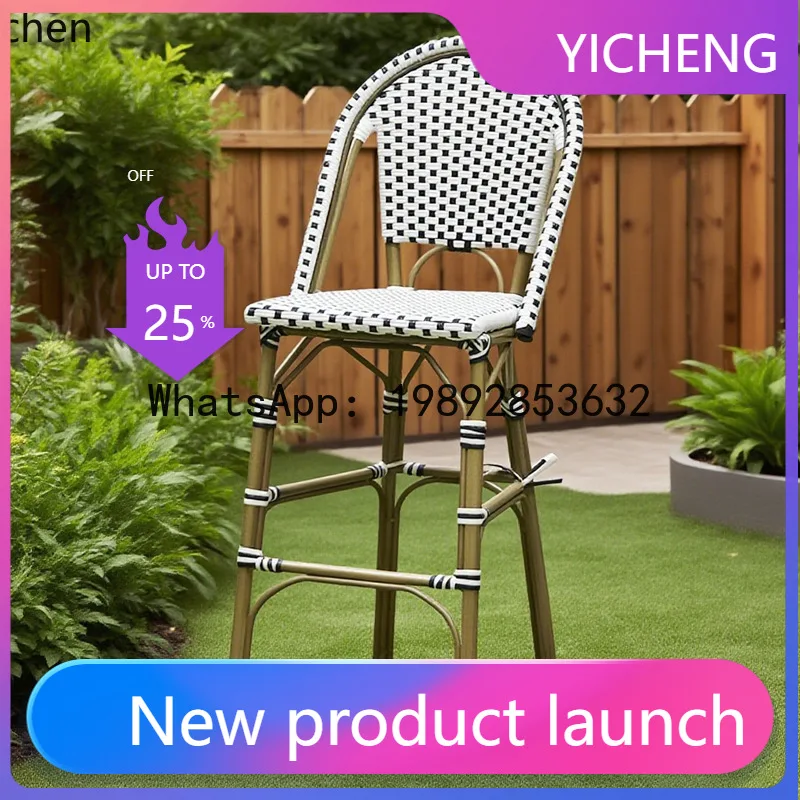 

rattan bar chair high stool real rattan backrest island bar chair
