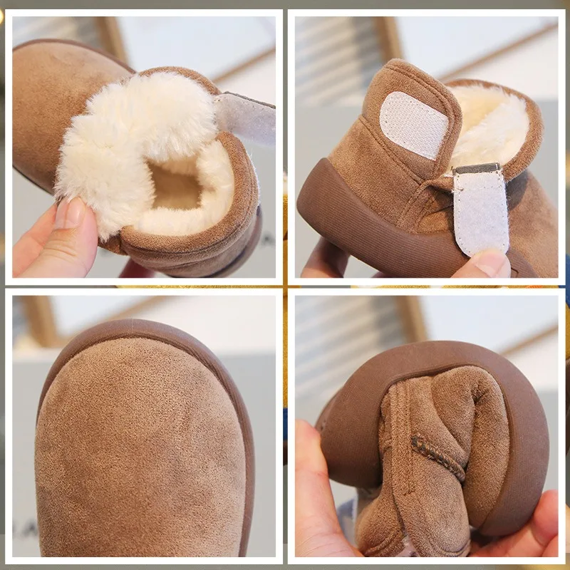 Scarpe invernali per bambina Stivali da neve per bambini Stivaletti per bambini caldi in peluche per bambini Scarpe in cotone per ragazzi