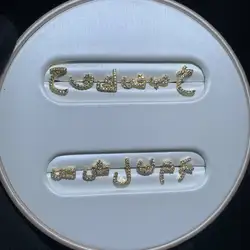 Gold Color Minimal Delicate Girl Women Jewlery Micro Paved CZ Arabic Letter Alphabet Stud Earring Wholesale