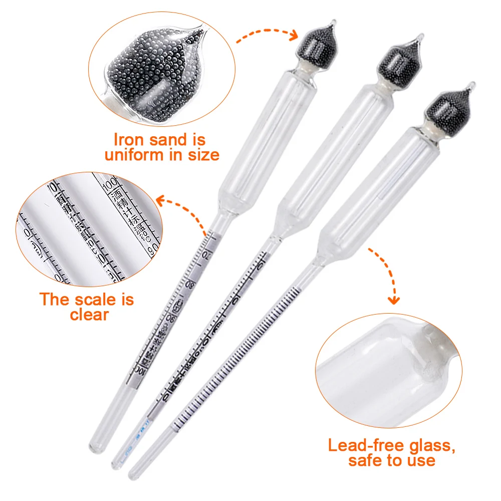 4Pcs Hydrometer Alcoholmeter Set 0 To 100% Alcohol Meter Tester Thermometer Wine Meter Vintage Alcohol Concentration Meter Tool