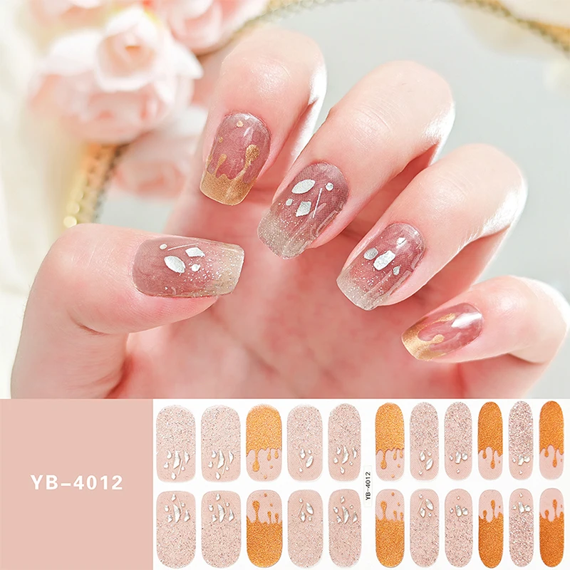 DIY Full Cover Nagel aufkleber Mode Nagel dekoration Glitter selbst klebende Maniküre Designer Nail Art Aufkleber langlebig