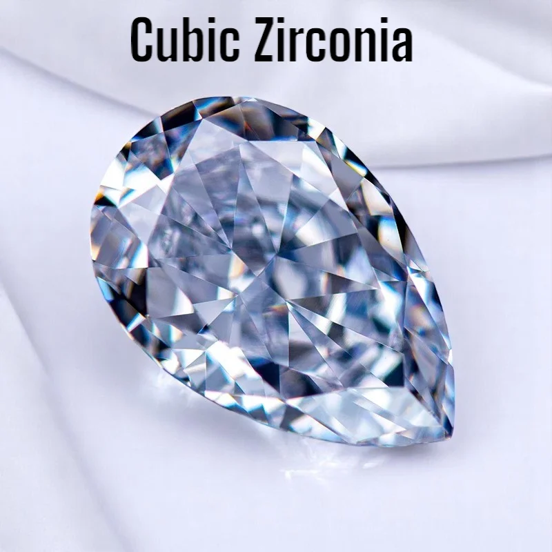 

High Carbon Diamond Cubic Zirconia 5A Grade White Color Pear Shape 4k Crushed Ice Cut Loose Lab Synthetic CZ Stone Women Jewelry