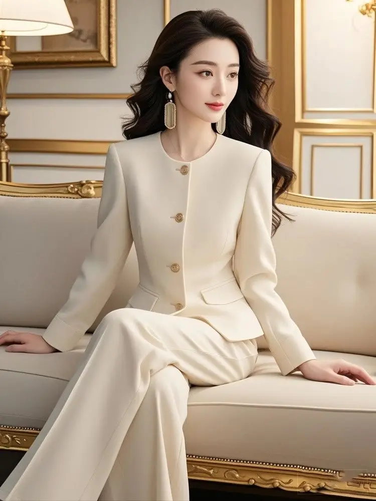 Spring and Autumn Fashion Western-style Style Age Reducing Temperament High-end Feel White Elegant Women's Two-piece Set