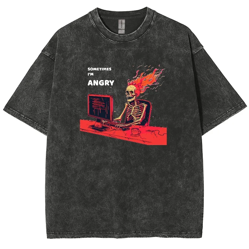 

Женская футболка с компьютерным принтом Skull Play, хлопковая свободная футболка большого размера с короткими рукавами, модный дизайн, летний топ в стиле хип-хоп High Street