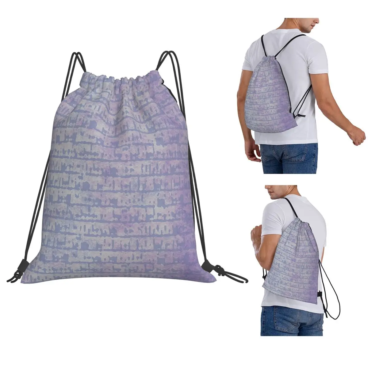 

Purple Grunge Stencil Texture Backpacks Fashion Drawstring Bags Sports Bag Book Bags for Travel School
