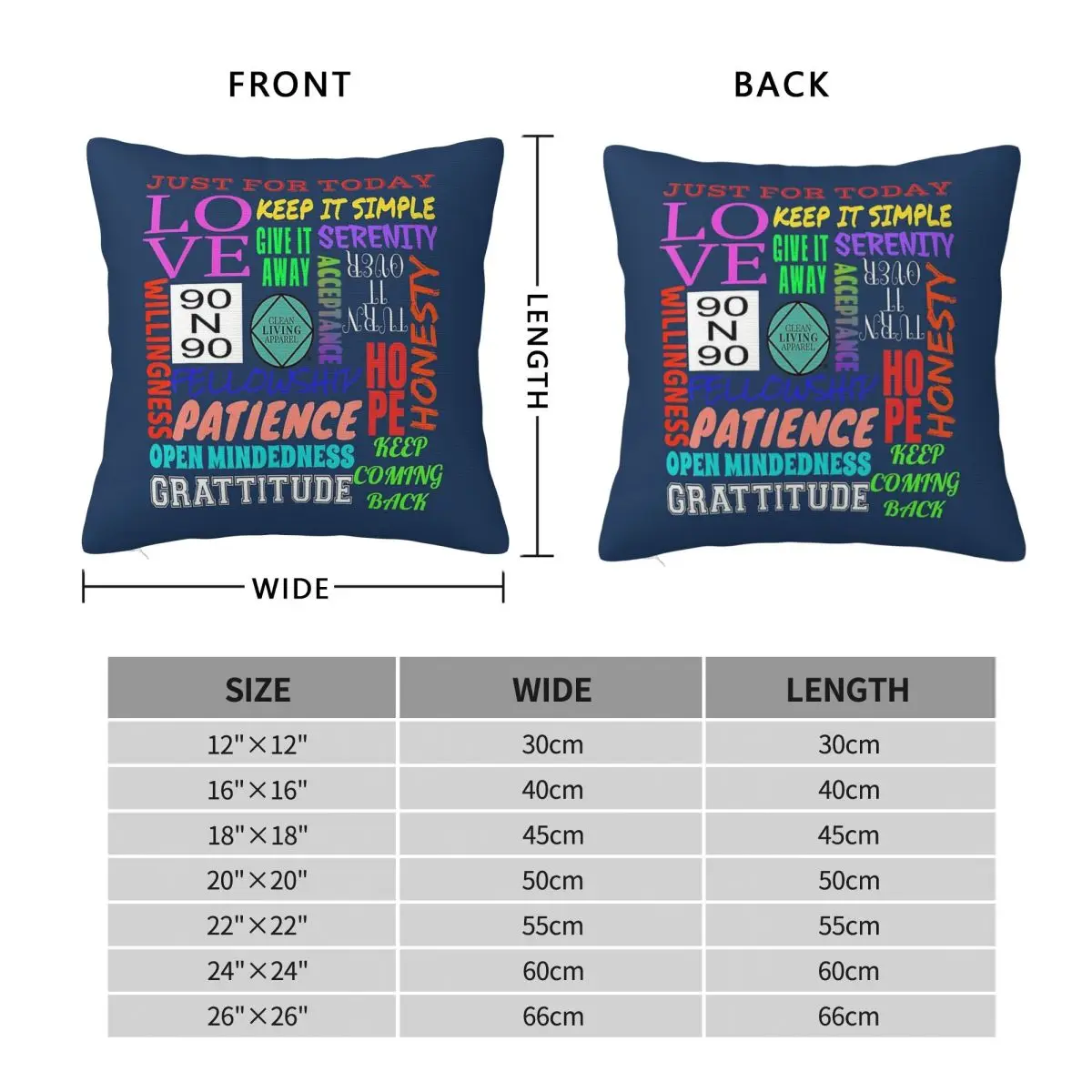 Spiritual Principles Narcotics Anonymous Square Pillowcase Polyester Linen Velvet Printed Zip Decor Pillow Sofa Cushion Cover