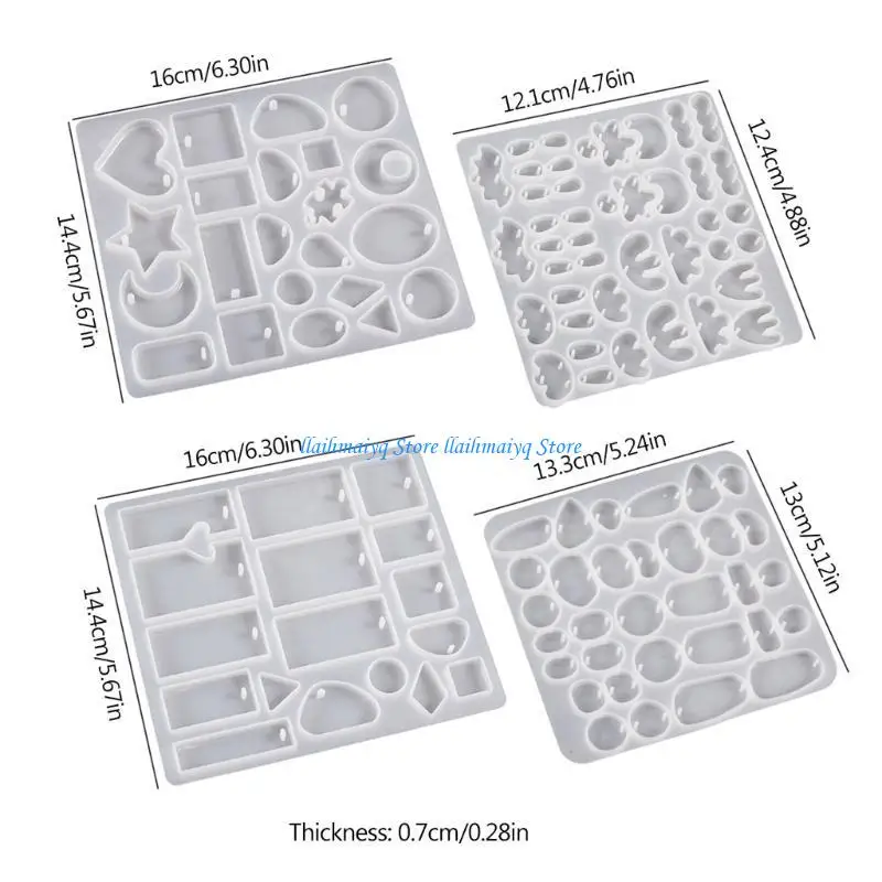 573B 4 قطع أقراط متدلية معلقة تزيين أنماط متعددة قالب سيليكون غير منتظم #6